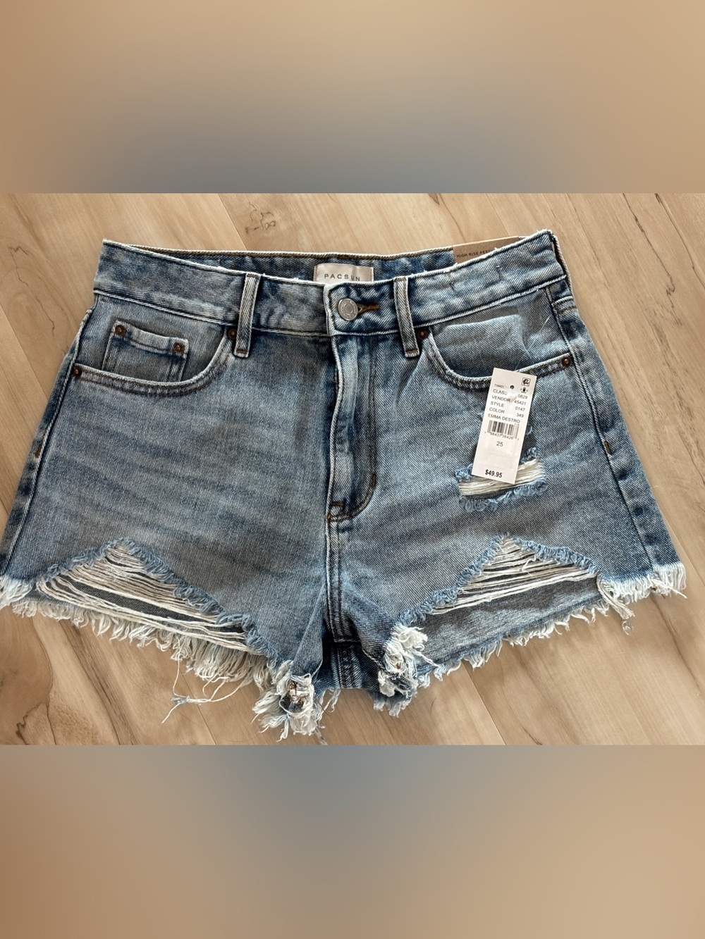 NWT - PacSun Light Blue Distressed High-Waist Denim Shorts